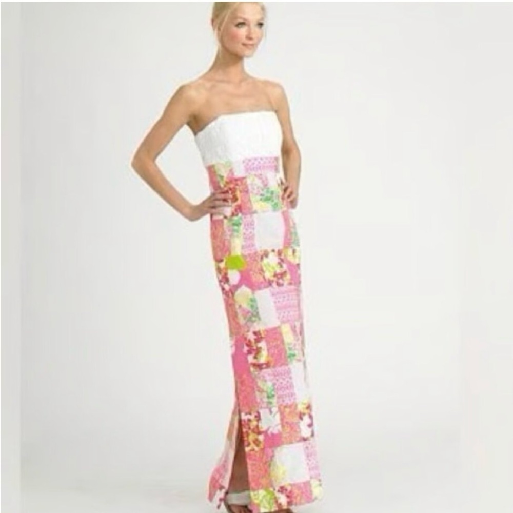 Patchwork Strapless Maxi Dress - image 1